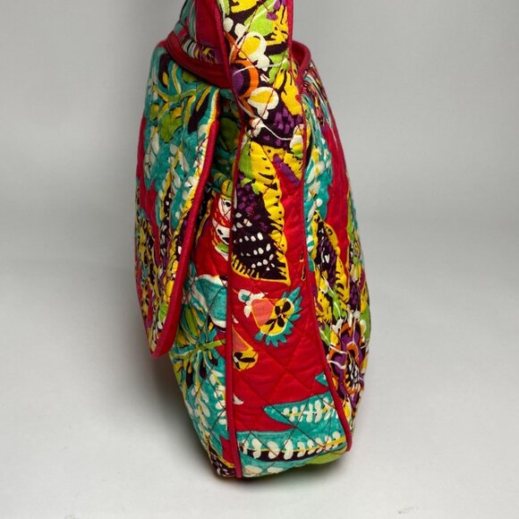 Vera Bradley Signature Double Zip Mailbag Crossbod Red Rumba Quilted Floral Bag - Picture 7 of 10